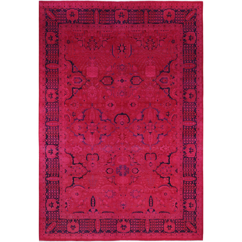 Tapis rose en laine noué à la main 10 pi 5 po x 13 pi 10 po Bunn