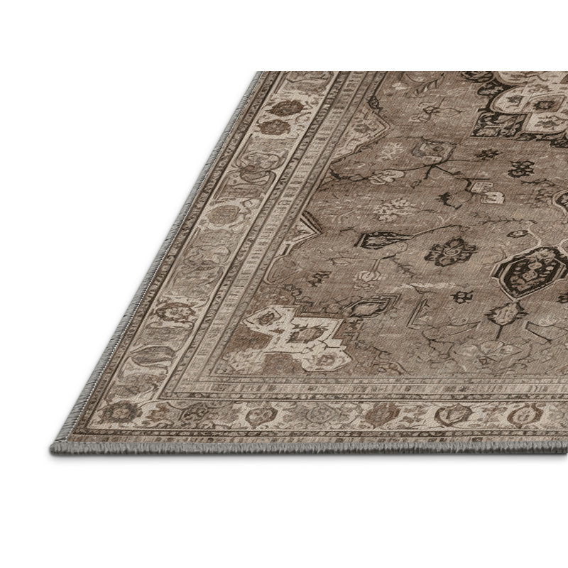 Machine Washable Persian Gray Area Rug, Rectangle 5' x 8'