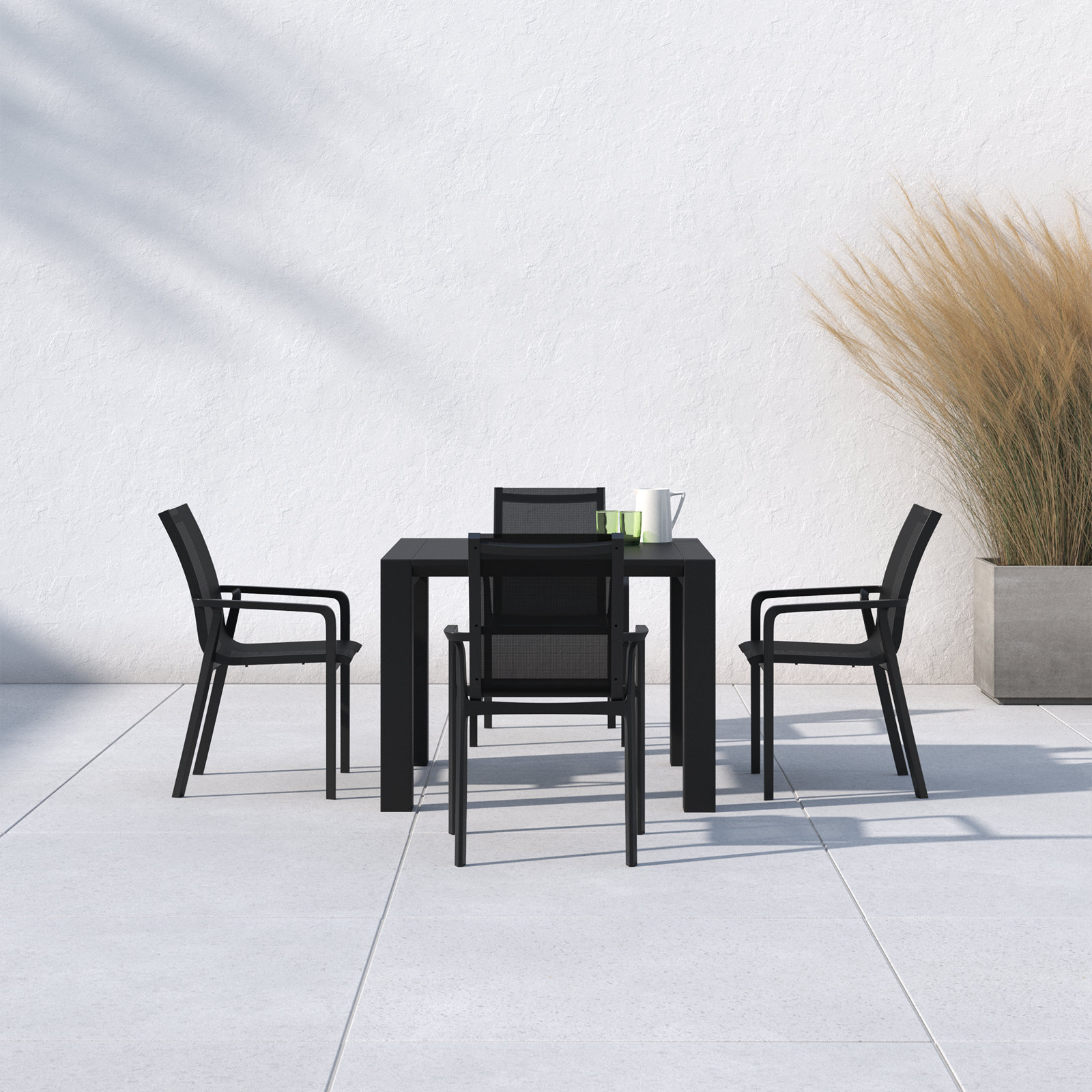 Farrah 55" Patio Dining Set, Black