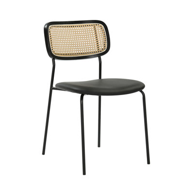 45.5cm H Polyurethane Upholstered Metal Square Back Parsons Chair in BLACK PU