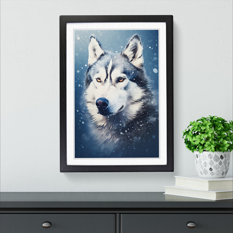 Husky Digital No.2 - Framed Print, 34cm H x 25cm W x 2cm D, Black Framed