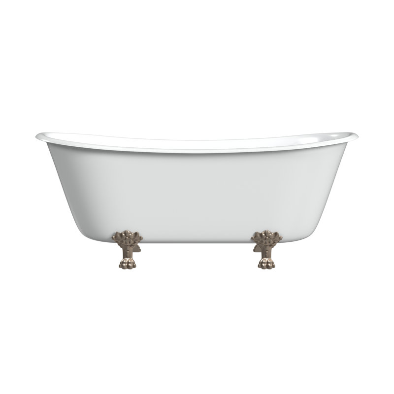 Winchester 68'' L Soaking Bathtub, White Interior with White Exterior, Brushed Nickel