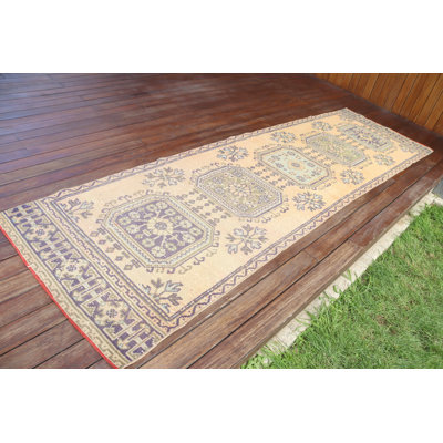 Tapis de couloir turc vintage fait à la main en pastel discret pour le couloir ou la décoration intérieure Boho