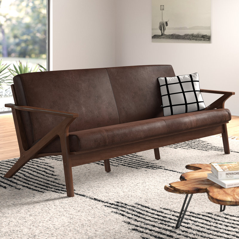 Kiger 72.05'' Faux Leather Convertible Sofa
