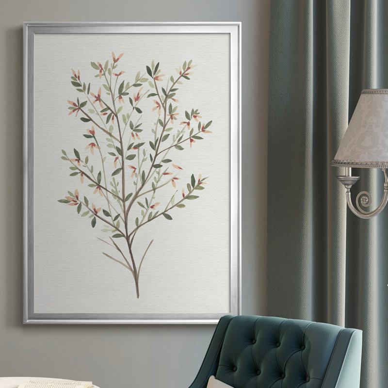 Toile simple encadrée Premium Sprig III - prête à être accrochée, H 42,5 po x l 30,5 po x P 1 po, Cadre argenté