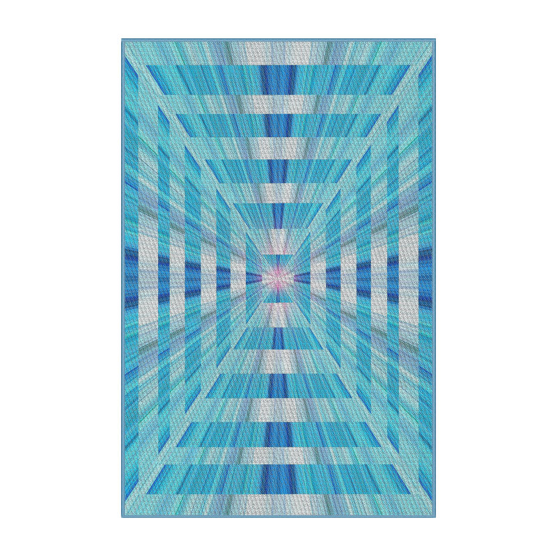 Tapis de zone bleue à motifs, Rectangle 7 pi x 9 pi