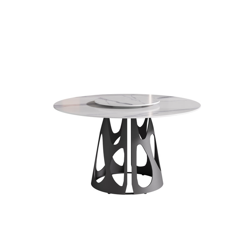 Table ronde moderne en pierre frittée durable et minimaliste pour les salles à manger et les bureaux