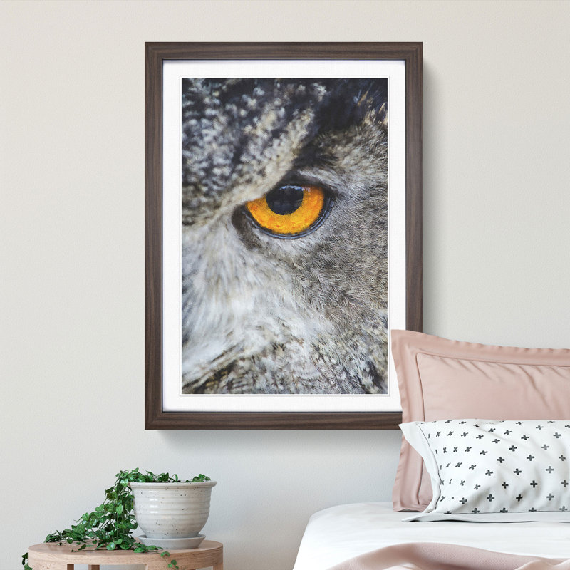 Eye of an Owl - Picture Frame Painting Print, 45cm H x 33cm W x 2cm D, Walnut Framed
