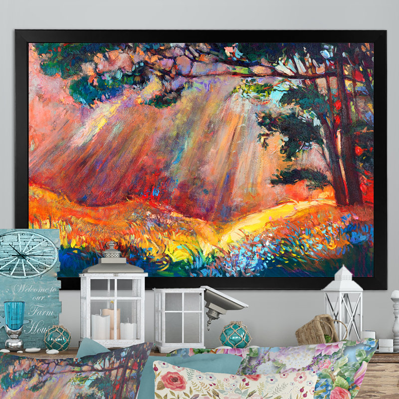 " Autumn Forest Paitning ", Black Picture Framed Canvas, 8" H x 12" W x 1" D
