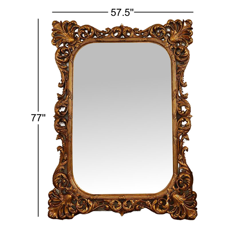 Flat Solid Wood Mirror, Antique Gold