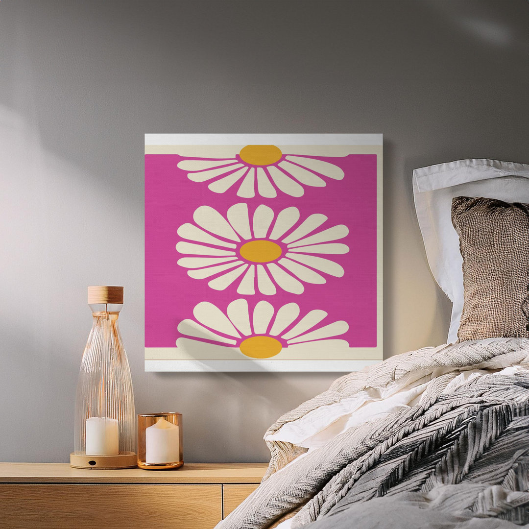 Daisy Canvas Wall Art, Gallery Wrapped Floral Print, Modern Pink Decor, Ready to Hang Canvas Art, Archival Quality, Statement Piece