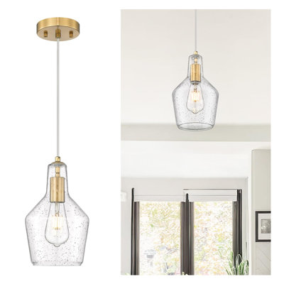 Luminaire suspendu Ktichen à 1 lumière avec verre bullé