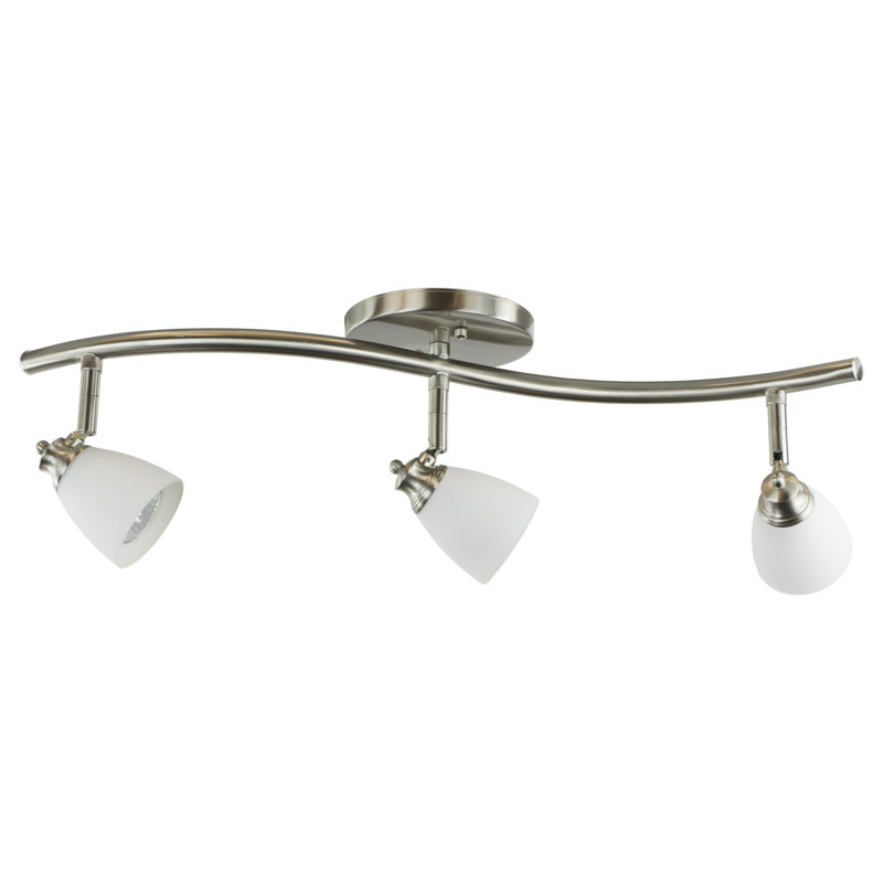 22.5'' 3 -Light Fixed Track Track Kit with Dimmable and Adjustable Head, Brushed Steel, White