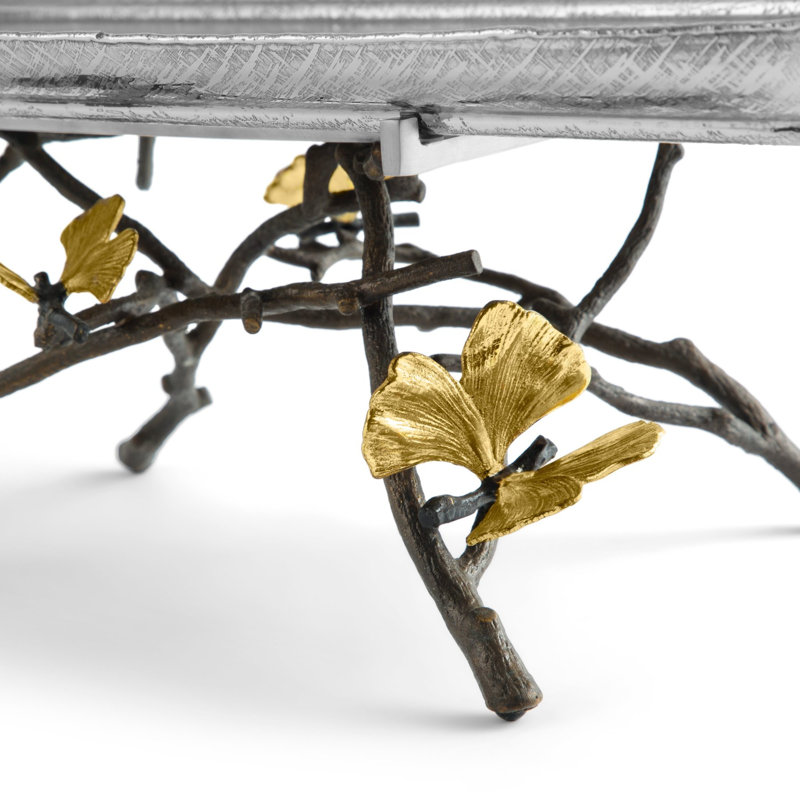 Butterfly Ginkgo Footed Tray, 6.75" H x 18" W x 12" D