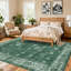 Tapis d'intérieur lavable imprimé à motif floral antidérapant à poils courts pour tapis de salle de bain vert 2 x 6 pi-129775594-129913482