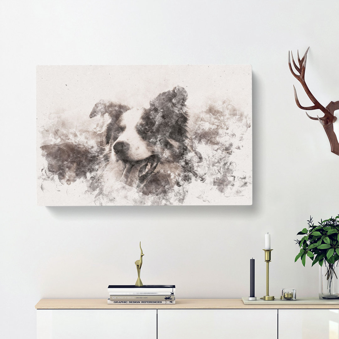 Border Collie Dog In A Meadow - Wrapped Canvas