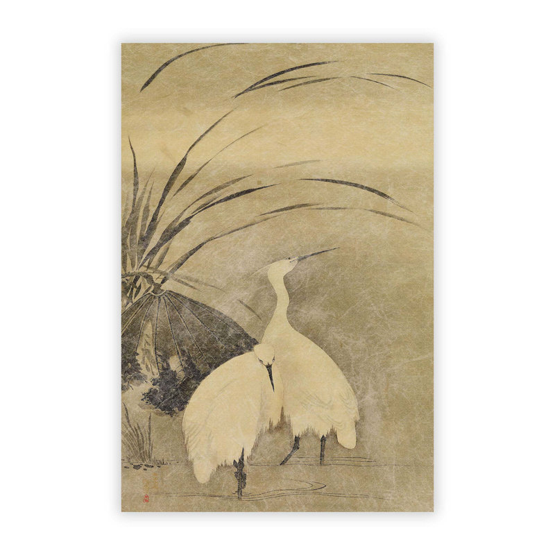 Two Egrets by Sakai Hoitsu - No Frame Painting, 59.4 cm H x 42 cm W