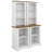 Two-Piece Freestanding Tall Cabinet With Fully Open Storage, Walnut Element Bookshelves With Curved Design-2073693348