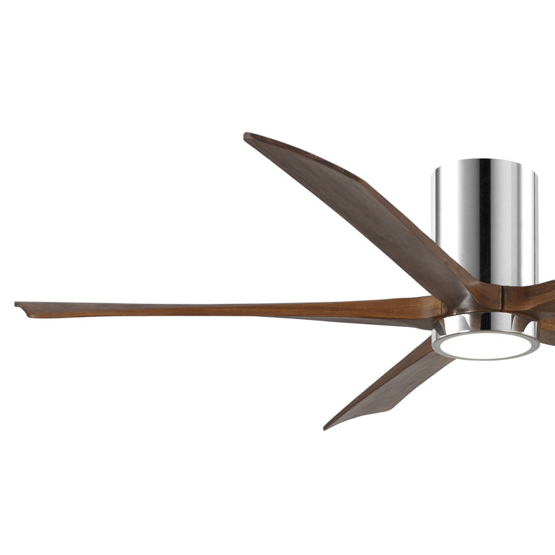 Irene Flushmount Light Kit 5 Blade LED Ceiling Fan, Polished Chrome, Walnut Tone, 60"