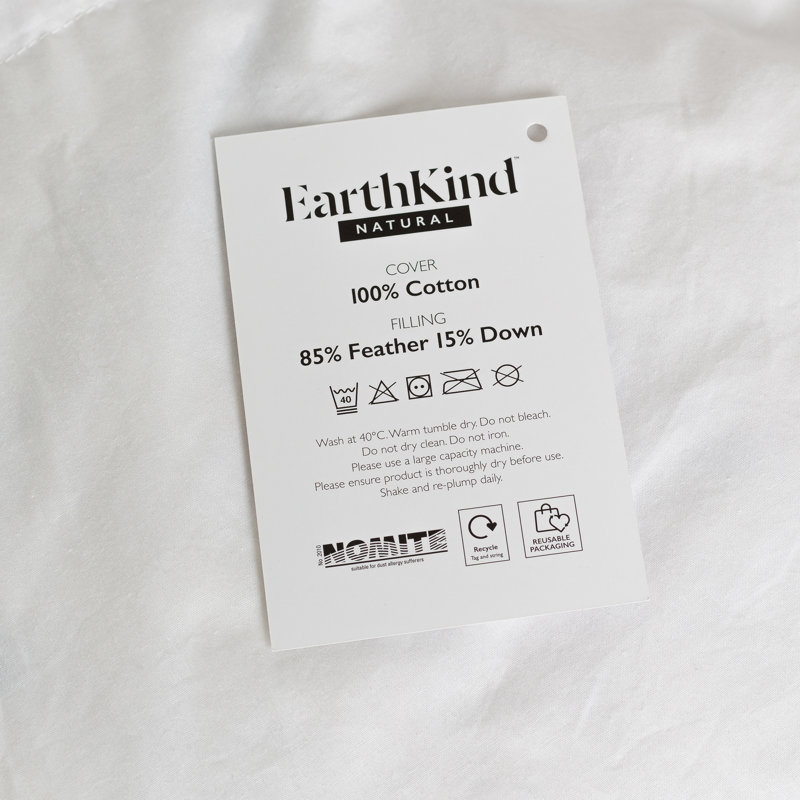 Earth Kind Feather & Down Eco Friendly Sustainable Medium Support Pillow