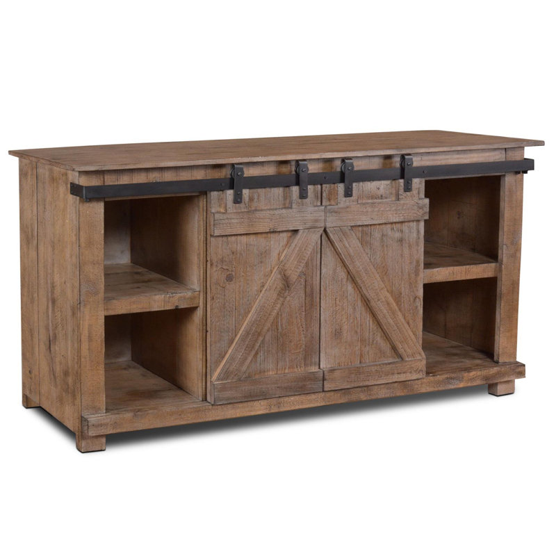 Meuble télé avec porte de grange coulissante 60 po Westgate, Gris