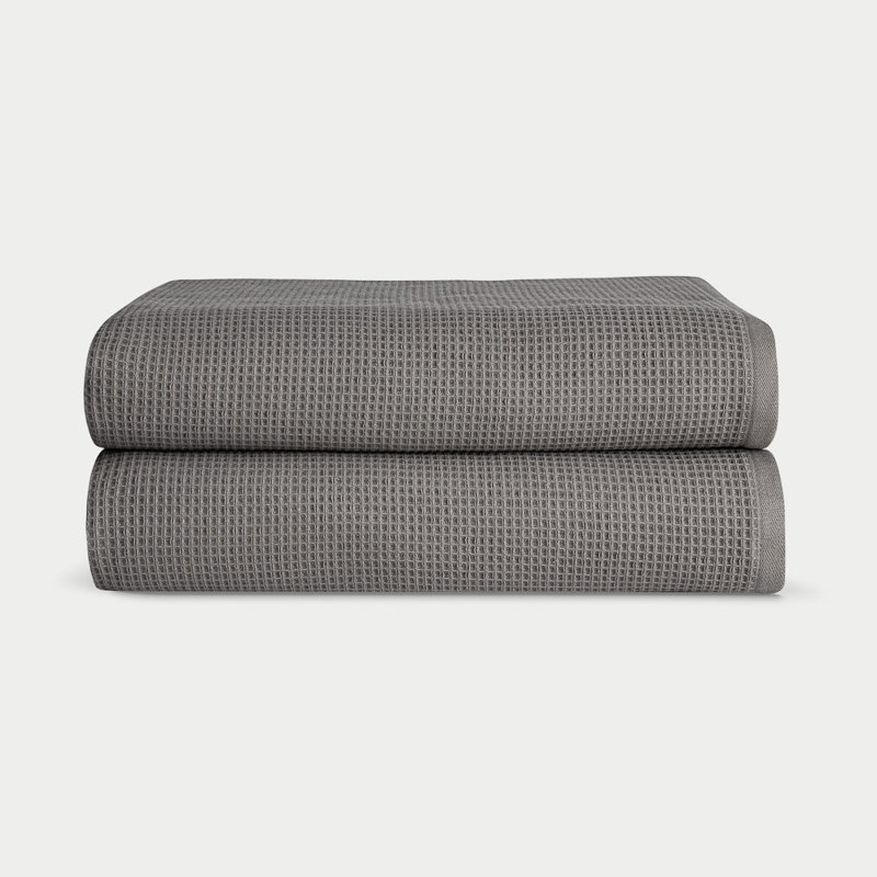 Waffle Bath Sheets, Dark Gray