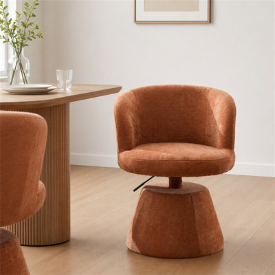 Tabouret de bar pivotant à 360 ° à hauteur réglable, chaise de salle à manger ronde rembourrée en chenille moderne, fauteuil de meuble-lavabo ergonomique pour chambre à coucher, îlot de cuisine et pub, paquet simple