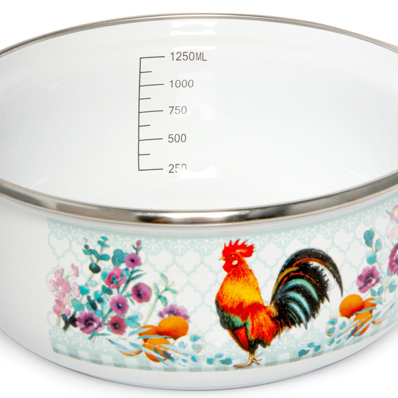 Rooster 1.45 qt. Aluminum and Enamelware Saucepan