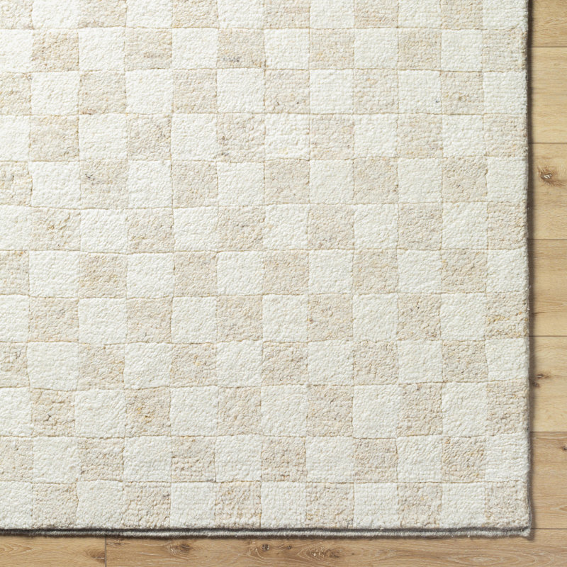Davey Wool Checkered Area Rug, Rectangle 10' x 14'