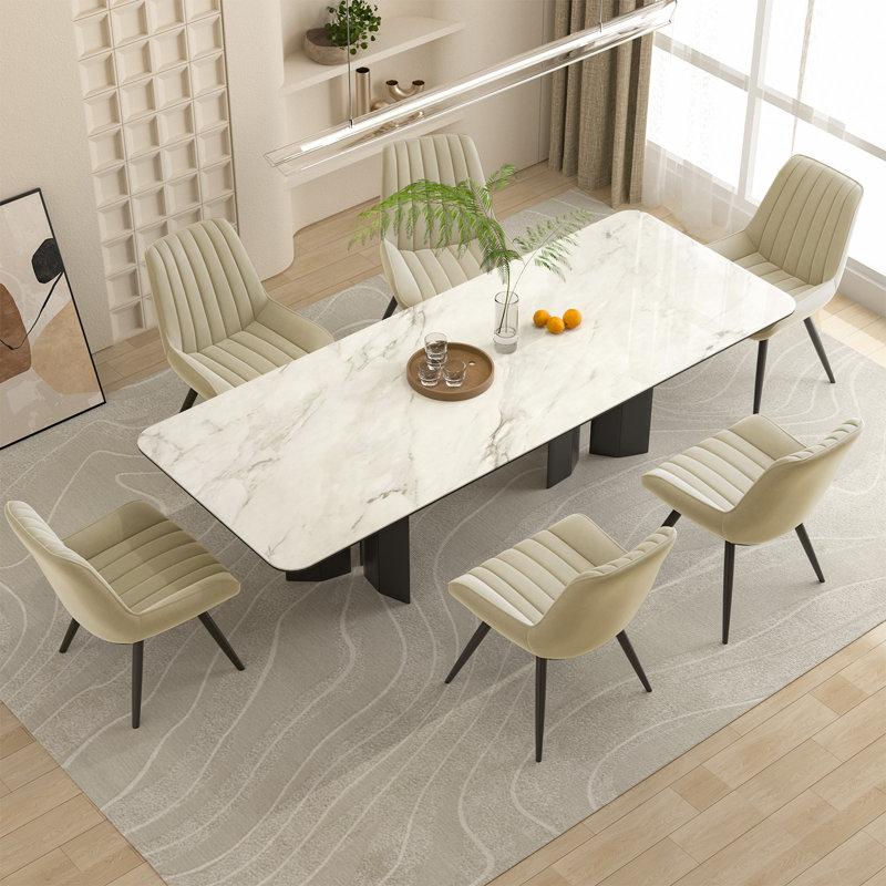 Modern Dining Chairs 54.8*46.9*83.2cm Tech Fabric Upholstery with Stylish Design Sofa-Level Cushioning Pet-Friendly Durable Scratch Resistant for Kitchen Dining Room or Home Office
