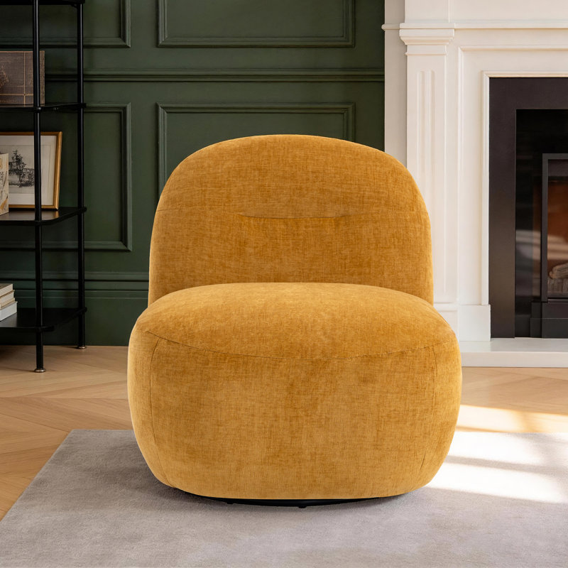 Fauteuil d'appoint pivotant rembourré sans accoudoirs, Jaune
