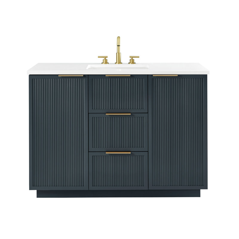 Aderyn 48" Single Vanity, Vintage Blue/Brushed Bronze