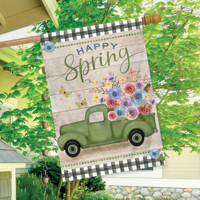 Drapeau de maison de camion Happy Spring