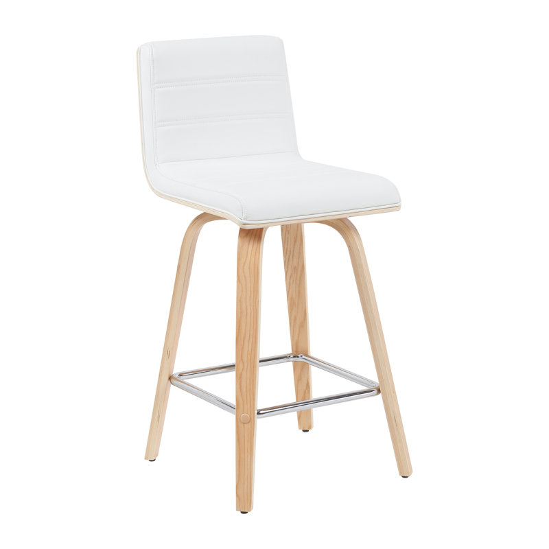 Tabouret de bar et de comptoir Biance, Tabouret de comptoir (siège d'une hauteur de 26 p, Blanc, Naturel