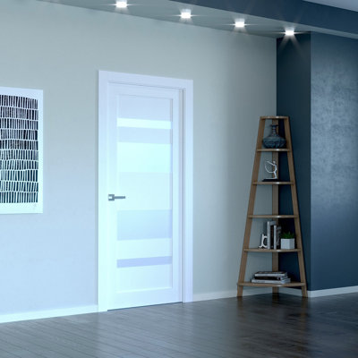Mirella DIY-Friendly Manufactured Wood and Glass Paneled Door With Quick Assemble Jamb