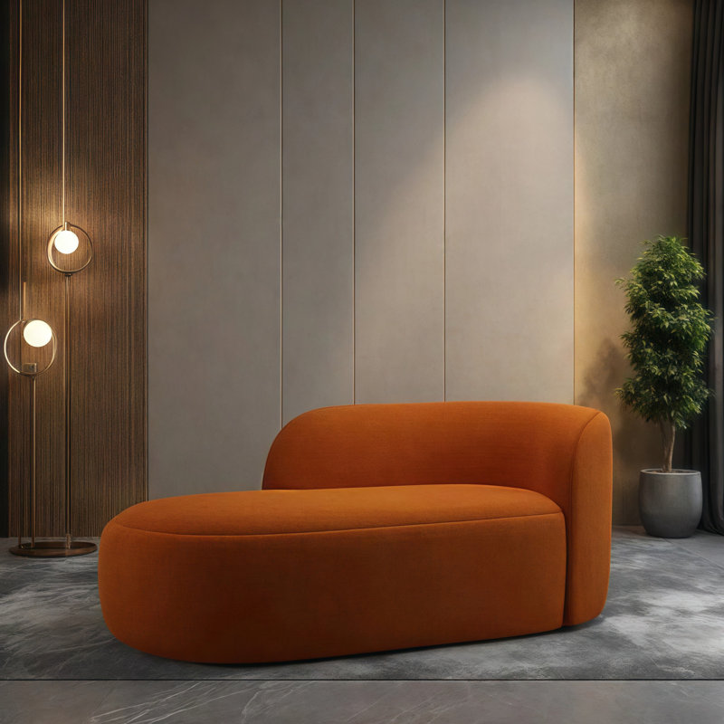 Élégant canapé incurvé confortable et confortable, Orange, Orienté à droite
