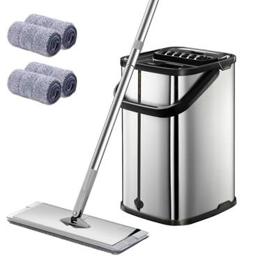 TOPMART 360 Degree Rotating Mop Bucket Set With 3 Microfiber Cloth Mop  Heads