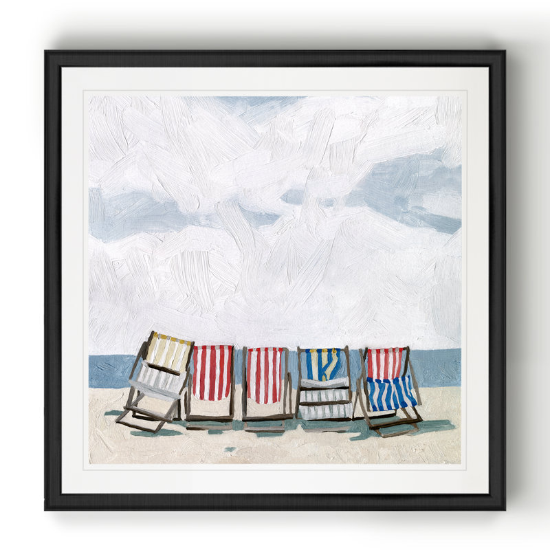 « beach trip i »-reproduction d’art sur toile, Cadre noir, H 17,5 po x l 17,5 po x P 1,5 po