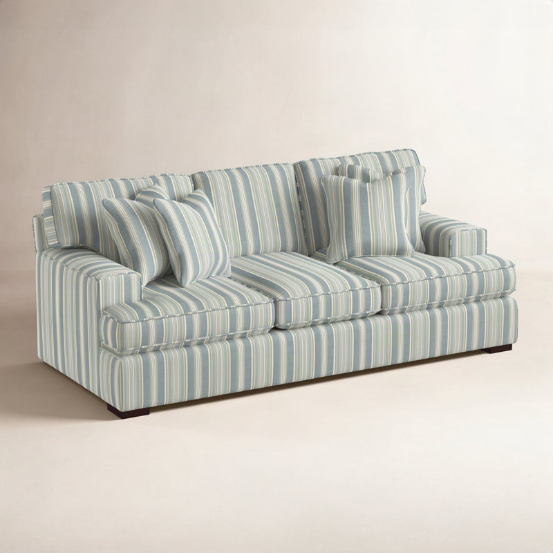 Sadie 97'' Sofa, Java Finish, Alabaster Linen-Look Performance; 0325-74