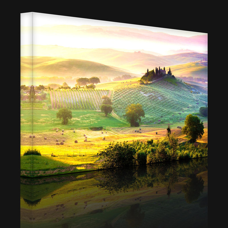 Beautiful Misty Tuscany Landscape by No - Wrapped Canvas Print, With lighting, 40cm H x 60cm W x 4.5cm D