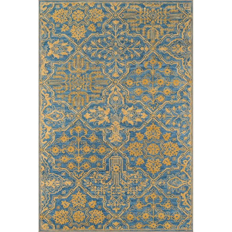 Tapis décoratif doré traditionnel et lavable, Rectangle 8' x 10'