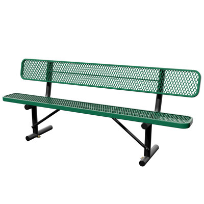 Heavy Duty Outdoor Metal Park Bench, Garden Bench, Thermoplastic-Coated Commercial Bench, Weatherproof Outdoor Bench with Backrest