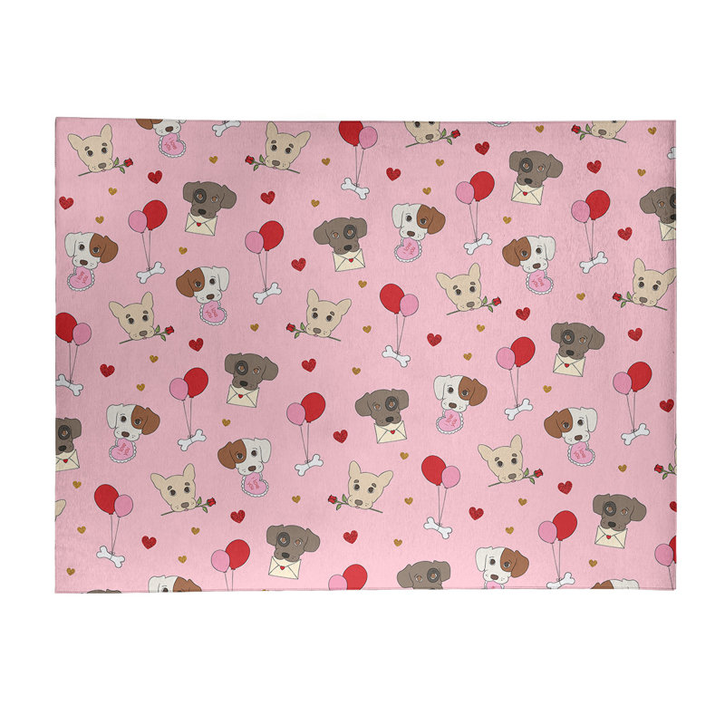Tapis rose/rouge/gris fait main, Rectangle 8 pi x 10 pi