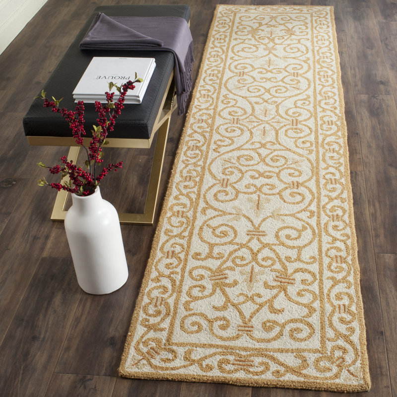 Bissette Hand Hooked Wool Pile Oriental Rug, Runner 2'6" x 12'