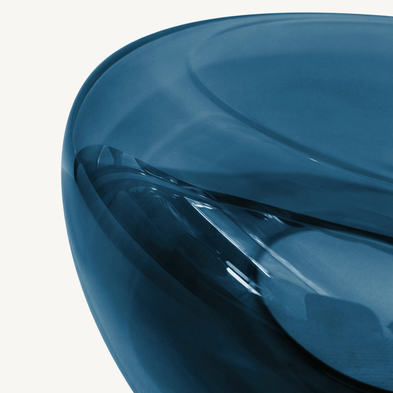 Table basse en verre transparent, Grand (l 26 po x P 26 po x H 11 po), Bleu acier
