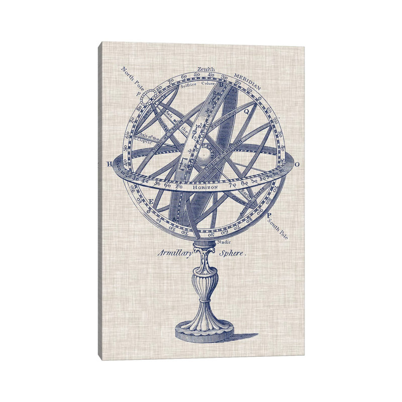 Armillary Sphere On Linen I by Vision Studio - Wrapped Canvas Gallery-Wrapped Canvas Giclée, 101.6 cm H x 66.04 cm W