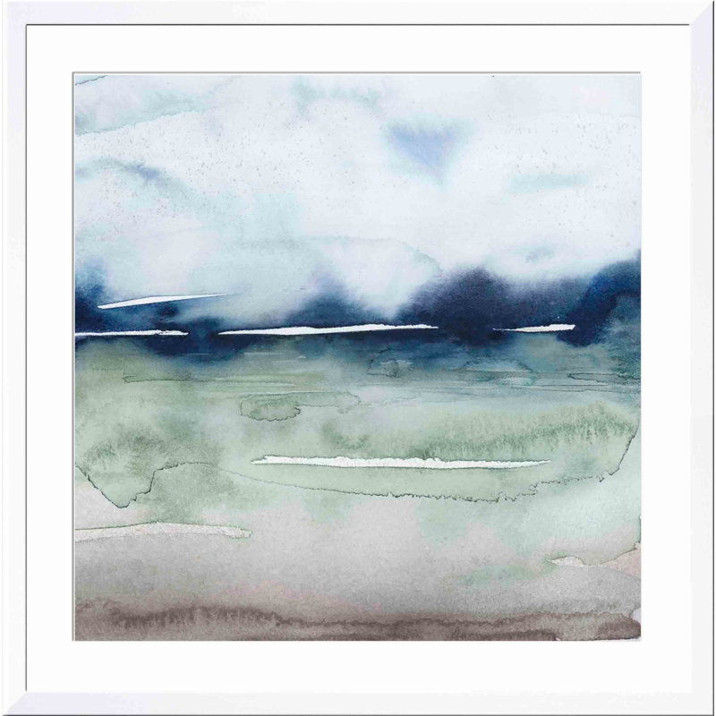«Uplands II» par Grace Popp - peinture encadrée, H 8 po x l 12 po, Blanc