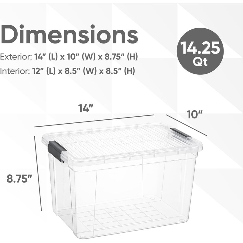Ensemble de 8 bacs de rangement transparents Latitude Run® avec couvercles en plastique pour la maison, 14,7 pte