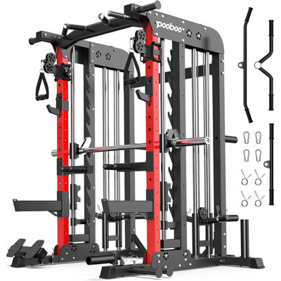 Multi-Functional Machine Power Cage,2000LB Squat Rack,LAT-Pull Down System,Dual Pulley Cable Crossover System,Home Gym Workout Machine