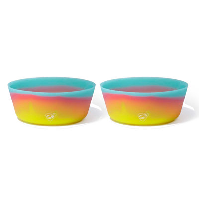 Silipint: Silicone 18oz Squeeze-A-Bowl Set of 2: Aurora - Microwavable, Flexible, Unbreakable, Non-Slip, Easy Grip